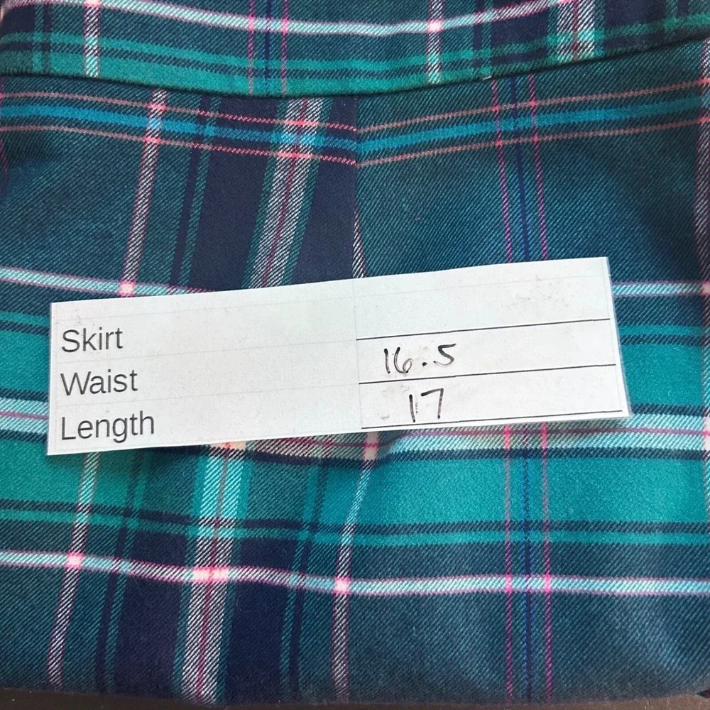Crown Any Ivy‎ Wool Plaid Mini Skirt Green 8